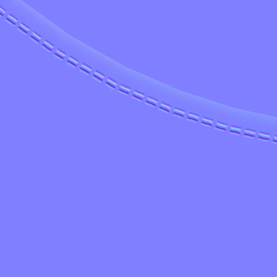 Nähte-Map mit Steppstichen, automatisch aus der UV berechnet